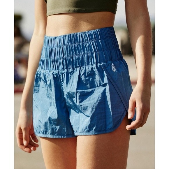 FP Movement by Free People Pants - Free People Movement The Way Home Shorts Lined Ocean Blue Smocked Waistband Sz S